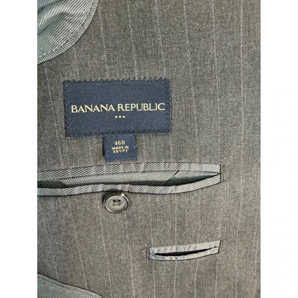 Banana‎ Republic Mens 46R Blazer Sport Coat Dark Charcoal Pinstripe 207755-00